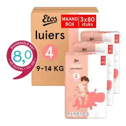 Etos Etos Luiers Maxi Maat 4 9-14 kg Maandbox 240 stuks aanbieding