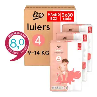 Etos Etos Luiers Maxi Maat 4 9-14 kg Maandbox 240 stuks aanbieding