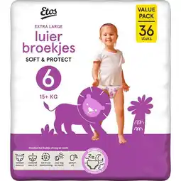 Etos Etos Luierbroekjes Extra Large Maat 6 15+ kg Value Pack 36 stuks aanbieding