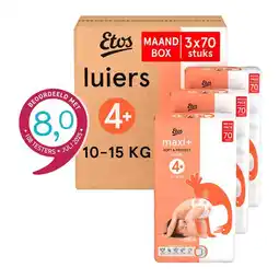 Etos Etos Luiers Maxi+ Maat 4+ 1-15 kg Maandbox 210 stuks aanbieding