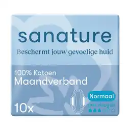 Etos Sanature 100% Katoenen Maandverband Ultra Normaal Met Vleugels 10 stuks aanbieding
