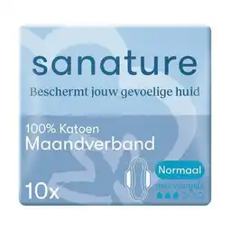 Etos Sanature 100% Katoenen Maandverband Ultra Normaal Met Vleugels 10 stuks aanbieding