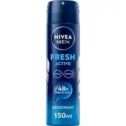 Etos NIVEA MEN Fresh Active Deodorant Spray 150 ML aanbieding