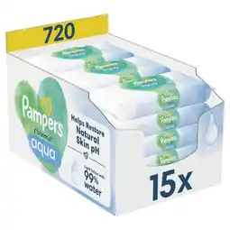 Etos Pampers Harmonie Aqua Billendoekjes 15x48 Stuks aanbieding