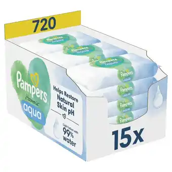 Etos Pampers Harmonie Aqua Billendoekjes 15x48 Stuks aanbieding