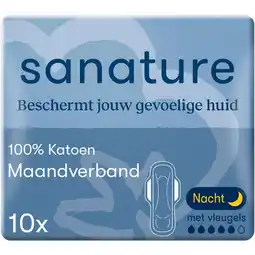 Etos Sanature 100% Katoenen Maandverband Ultra Nacht 10 stuks aanbieding
