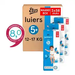 Etos Etos Luiers Junior+ Maat 5+ 12-17 kg Maandbox 174 stuks aanbieding