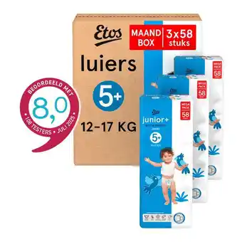 Etos Etos Luiers Junior+ Maat 5+ 12-17 kg Maandbox 174 stuks aanbieding
