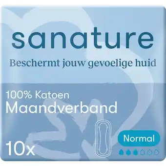 Etos Sanature 100% Katoenen Maandverband Ultra Normaal Zonder Vleugels 10 stuks aanbieding