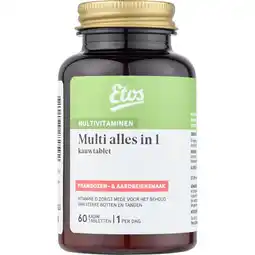 Etos Etos Multi Alles in 1 Kauwtabletten Frambozen- & Aardbeiensmaak 60 stuks aanbieding