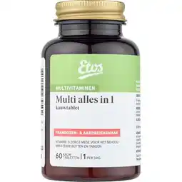 Etos Etos Multi Alles in 1 Kauwtabletten Frambozen- & Aardbeiensmaak 60 stuks aanbieding