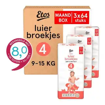 Etos Etos Luierbroekjes Maxi Maat 4 9-15 kg Maandbox 192 stuks aanbieding