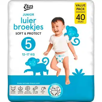 Etos Etos Luierbroekjes Junior Maat 5 12-17 kg Value Pack 40 stuks aanbieding