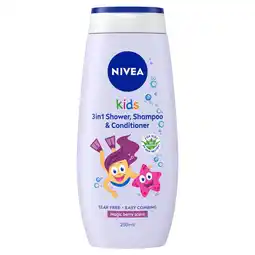 Etos NIVEA Kids 3in1 Douchegel Shampoo & Conditioner Magic Berry Geur 250ML aanbieding