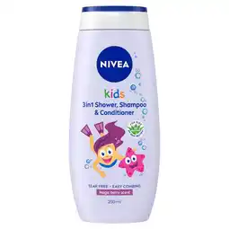 Etos NIVEA Kids 3in1 Douchegel Shampoo & Conditioner Magic Berry Geur 250ML aanbieding