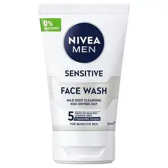 Etos NIVEA MEN Sensitive Face Wash 100 ML aanbieding
