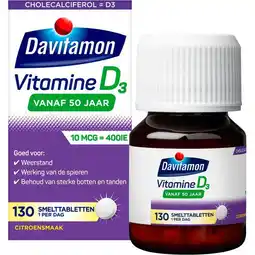 Etos Davitamon Vitamine D 50+ Smelttabletten Citroensmaak 130 Stuks aanbieding