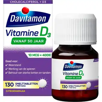 Etos Davitamon Vitamine D 50+ Smelttabletten Citroensmaak 130 Stuks aanbieding