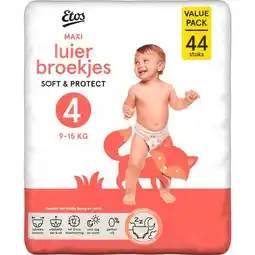 Etos Etos Luierbroekjes Maxi Maat 4 9-15 kg Value Pack 44 stuks aanbieding
