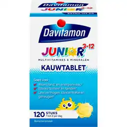Etos Davitamon Junior 3-12 Kauwtabletten Bananensmaak aanbieding