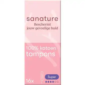 Etos Sanature 100% Katoenen Tampons Super 16 stuks aanbieding