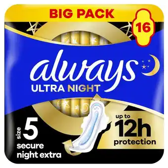Etos ALWAYS ULTRA PADS NIGHT EXTR WINGS 16 - BP aanbieding
