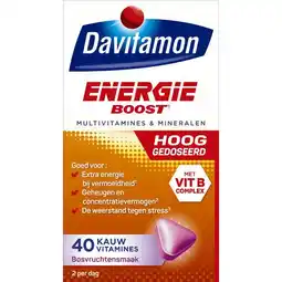 Etos Davitamon Energie Boost Forte Kauwvitamines Bosvruchtensmaak aanbieding