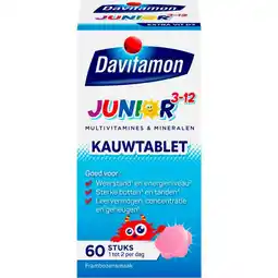 Etos Davitamon Junior 3+ Kauwvitamines Framboos aanbieding