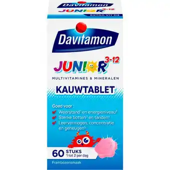Etos Davitamon Junior 3+ Kauwvitamines Framboos aanbieding