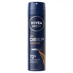 Etos NIVEA MEN Deep Black Carbon Espresso Deodorant Spray 150 ML aanbieding