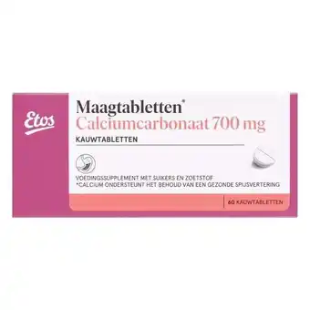 Etos Etos Maagtabletten Calciumcarbonaat 700 mg 60 stuks aanbieding