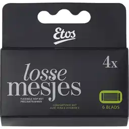 Etos Etos Scheermes Man Navul 6 Blads Zwart 4 stuks aanbieding