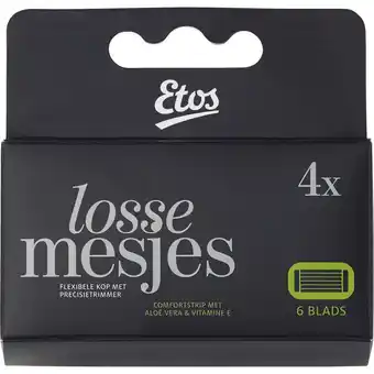 Etos Etos Scheermes Man Navul 6 Blads Zwart 4 stuks aanbieding