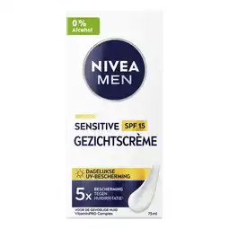 Etos NIVEA MEN Sensitive Gezichtscrème SPF15 Gevoelige Huid 75 ml aanbieding