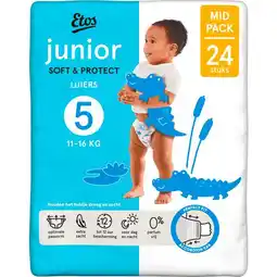 Etos Etos Luiers Junior Maat 5 11-16 kg Mid Pack 24 stuks aanbieding