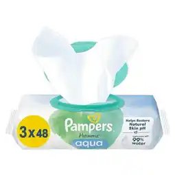 Etos Pampers Harmonie Aqua Billendoekjes 0% Plastic 3x48 Stuks aanbieding