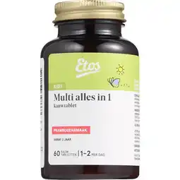 Etos Etos Kids Multi Kauwtabletten Frambozensmaak 60 tabletten aanbieding