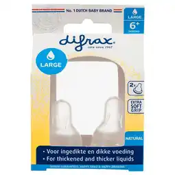 Etos Difrax Flesspeen Natural Large 6+ Maanden aanbieding