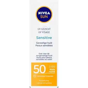 Etos NIVEA SUN Gezicht Zonnebrandcrème Sensitive SPF 50 50 ML aanbieding