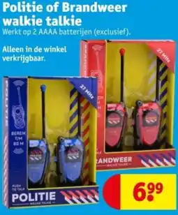 Kruidvat Politie of Brandweer walkie talkie aanbieding