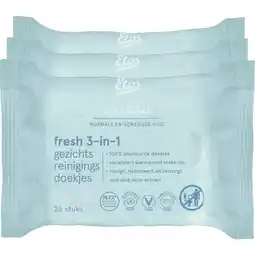 Etos Etos Fresh 3-in 1 Face Cleansing Wipes 3 x 25 stuks aanbieding