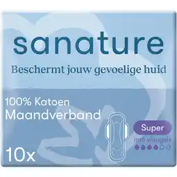 Etos Sanature 100% Katoenen Maandverband Ultra Super Met Vleugels 10 stuks aanbieding