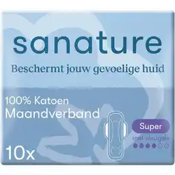 Etos Sanature 100% Katoenen Maandverband Ultra Super Met Vleugels 10 stuks aanbieding