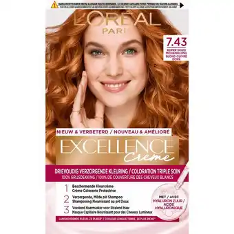Etos L'Oréal Paris Excellence Crème Verzorgende Crèmekleuring 7.43 Koper Goudblond aanbieding