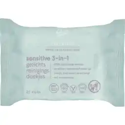 Etos Etos Sensitive 3-in 1 Face Cleansing Wipes 25 stuks aanbieding