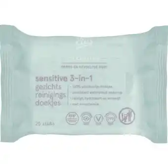 Etos Etos Sensitive 3-in 1 Face Cleansing Wipes 25 stuks aanbieding