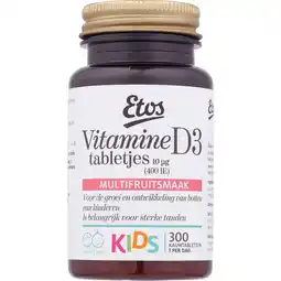 Etos Vitamine D3 10 µg Kauwtabletten 300 tabletten aanbieding