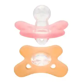 Etos Difrax Fopspeen natural siliconen 6-12M Raspberry/Caramel aanbieding