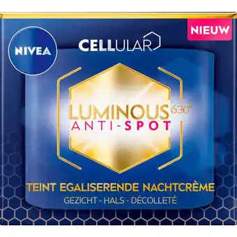Etos NIVEA Cellular Luminous630 Anti-Spot Nachtcrème 50 ML aanbieding