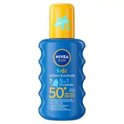 Etos NIVEA SUN Kids Protect & Hydrate Zonnebrand 5 in 1 Gekleurde Spray SPF50+ 200 ML aanbieding